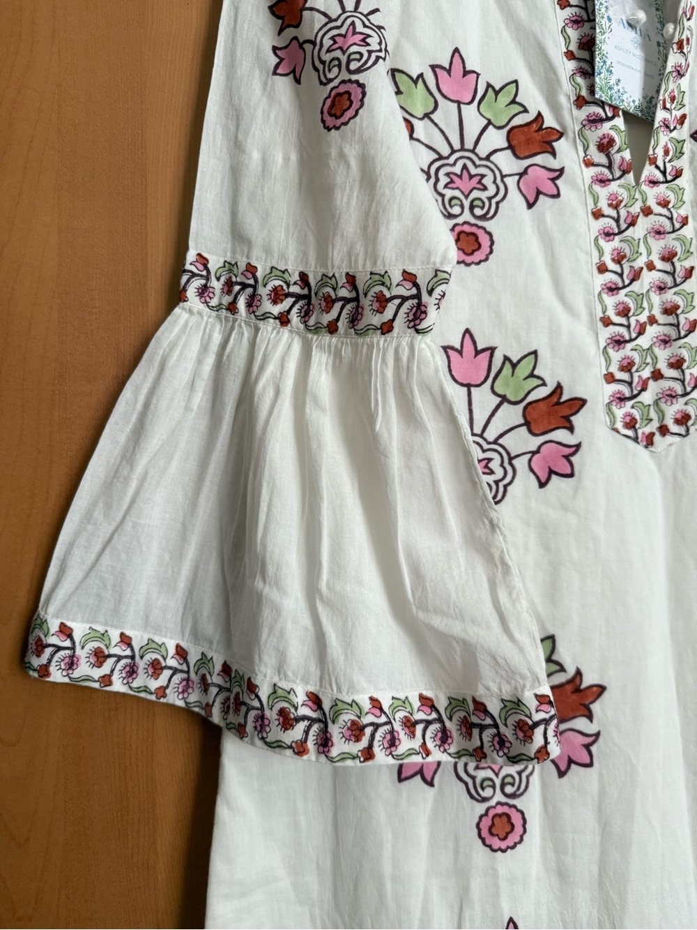 ASHA White Floral Embroidered Long Sleeve Maxi Dress - Picture 4 of 8